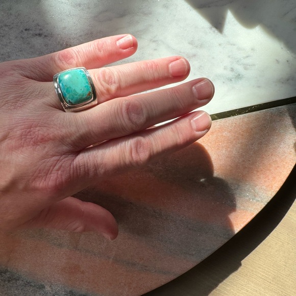 Beautiful real turquoise silver ring ~ - Picture 3 of 13
